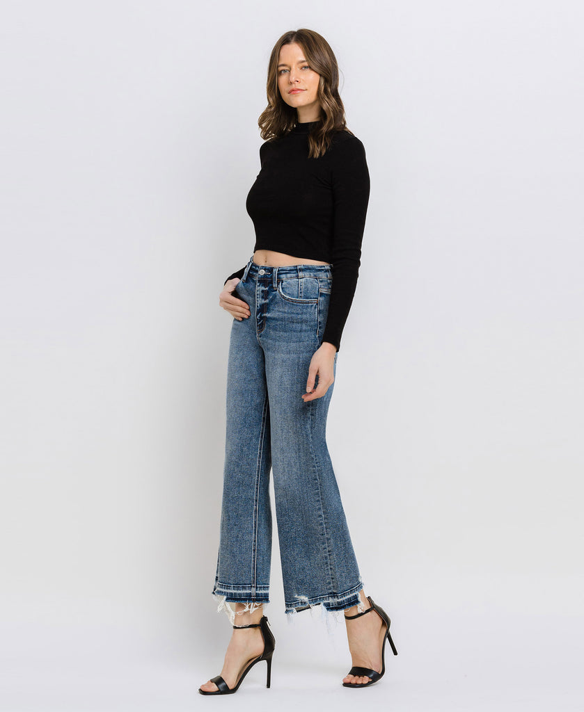 Left 45 degrees product image of Resilient - Super High Rise Crop Wide Leg Jeans