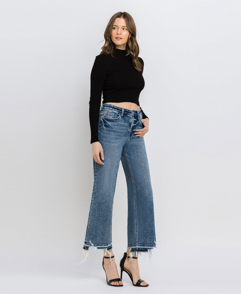 Right 45 degrees product image of Resilient - Super High Rise Crop Wide Leg Jeans