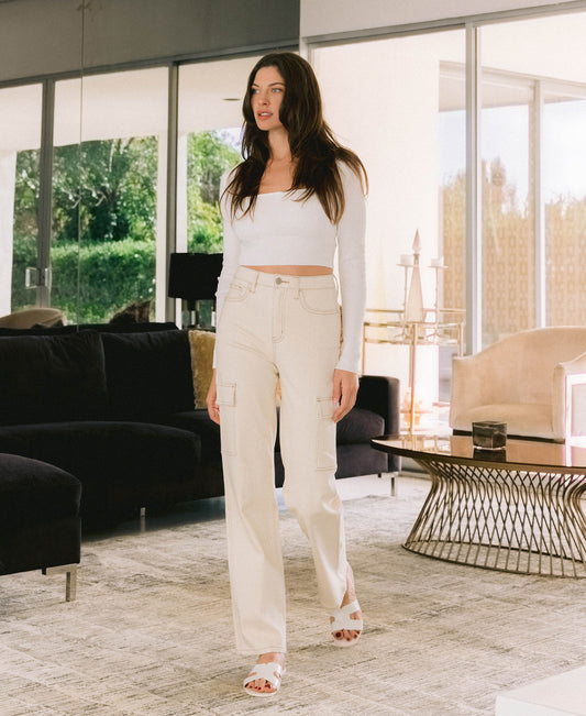 Editorial image of Ecru - 90's Super High Rise Cargo Dad Jeans