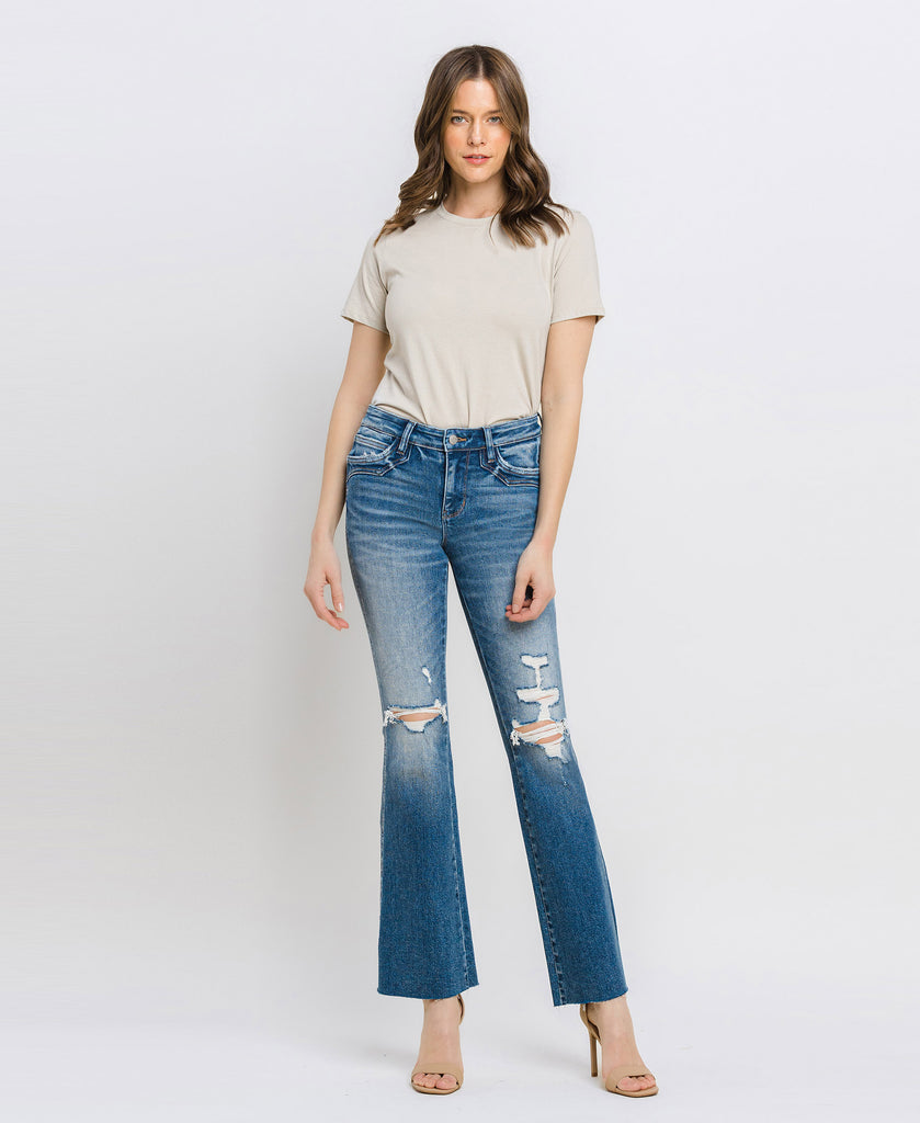 Front product images of Liking - Mid Rise Clean Cut Slit Hem Bootcut Jeans