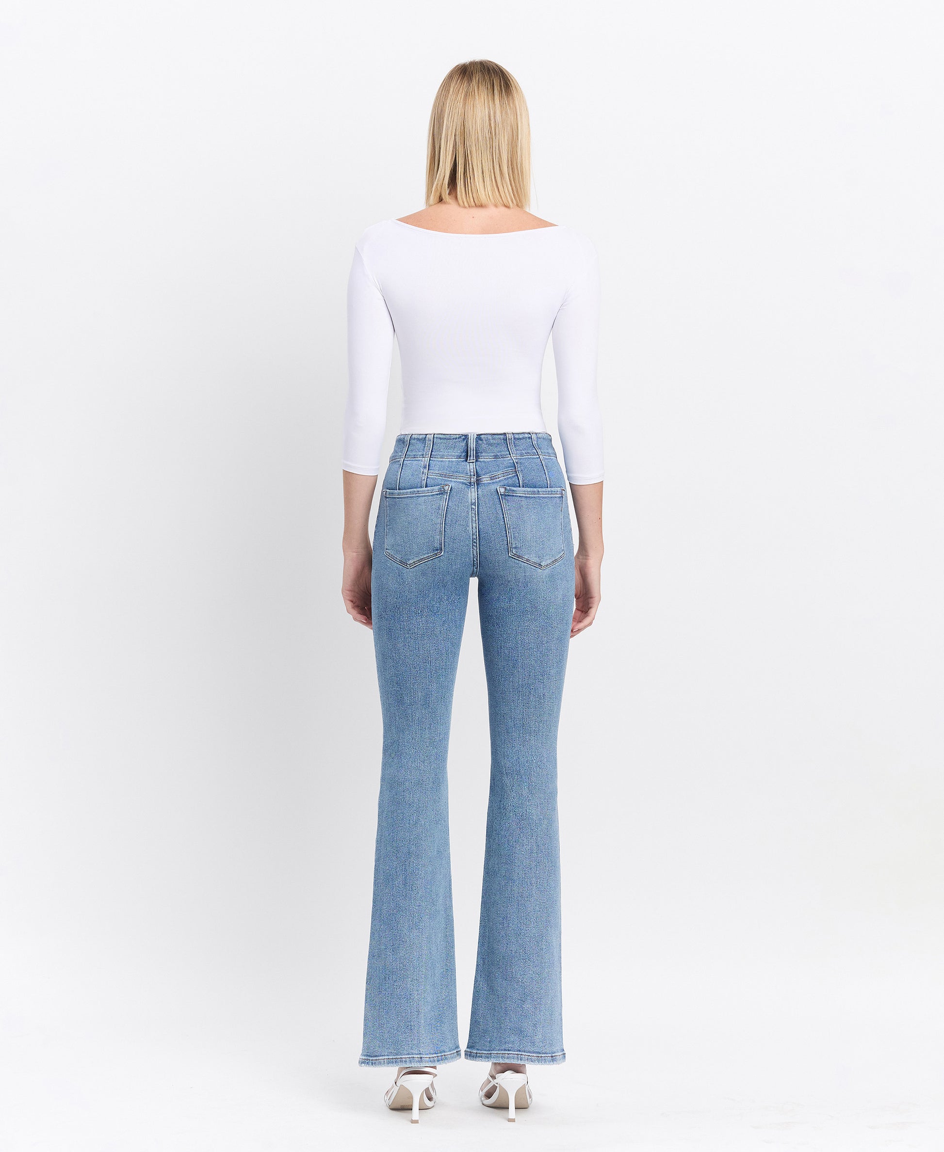 Back product images of Guiltless - High Rise Front Pocket W Dart Detail Flare Jeans