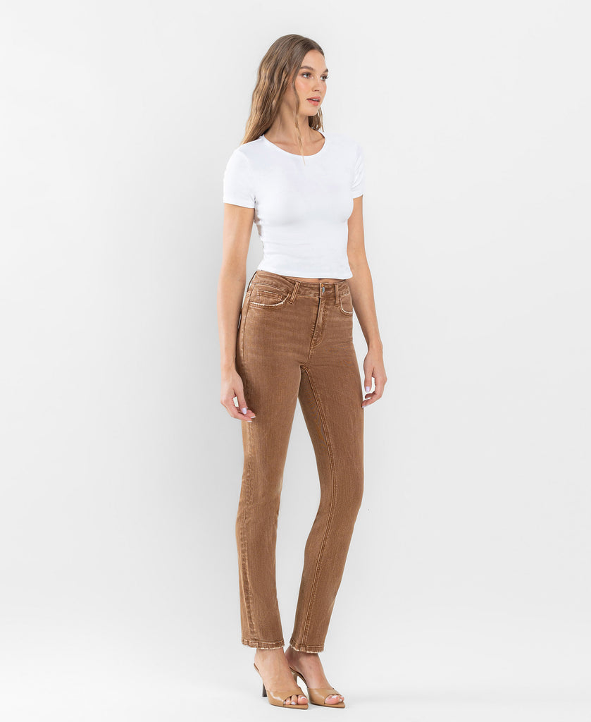 Right 45 degrees product image of Toffee - High Rise Slim Straight Jeans