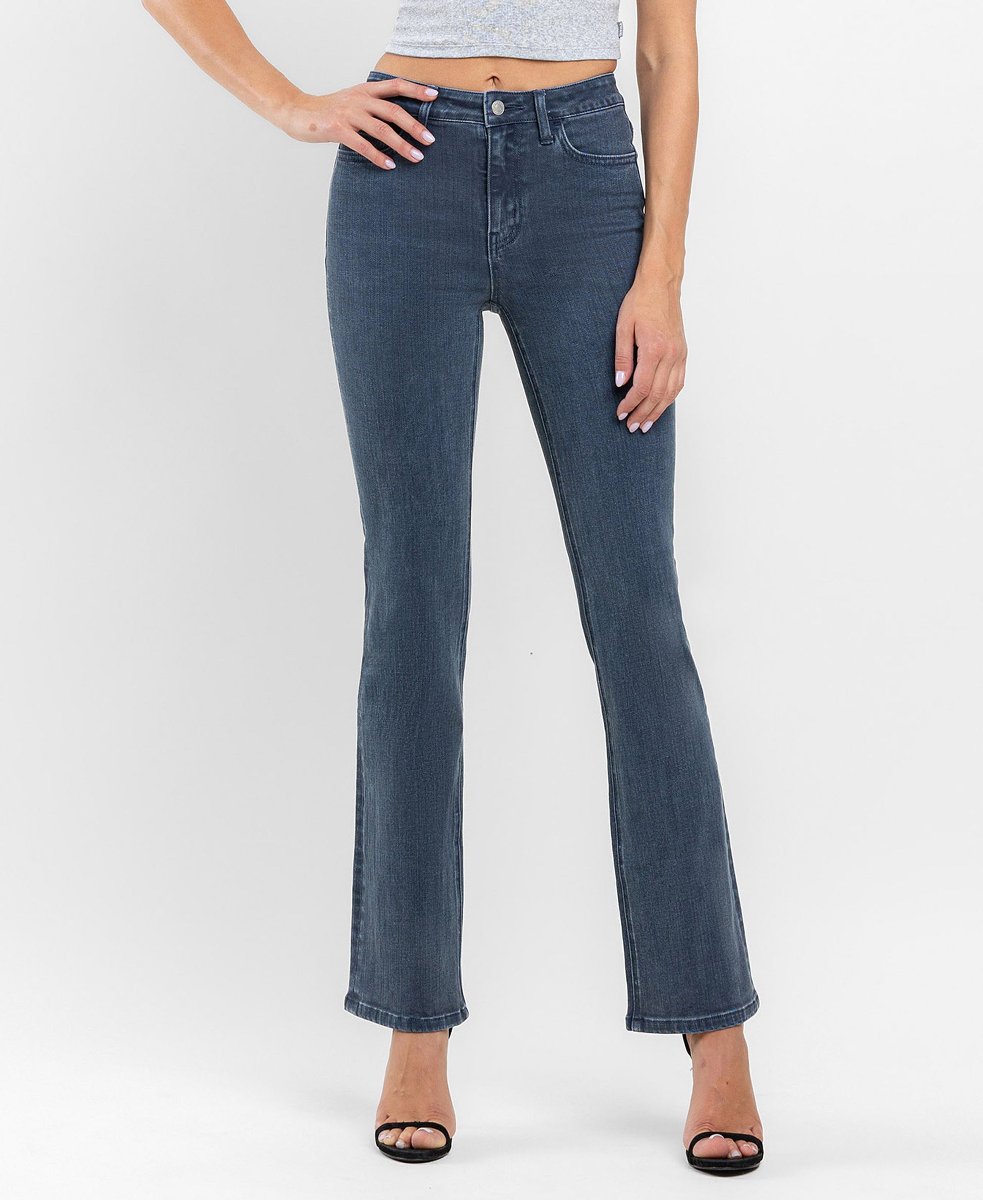 Front product images of Majolica Blue - High Rise Bootcut Jeans