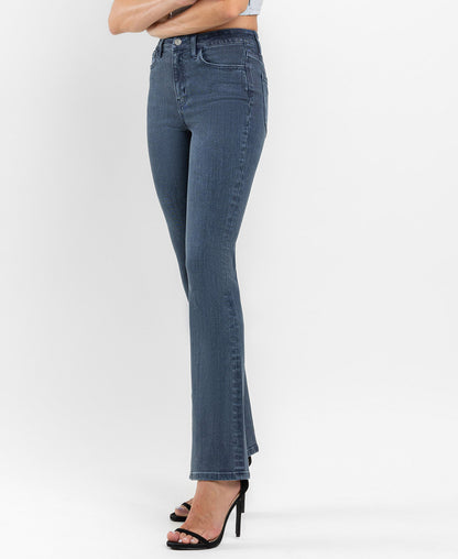 Left 45 degrees product image of Majolica Blue - High Rise Bootcut Jeans