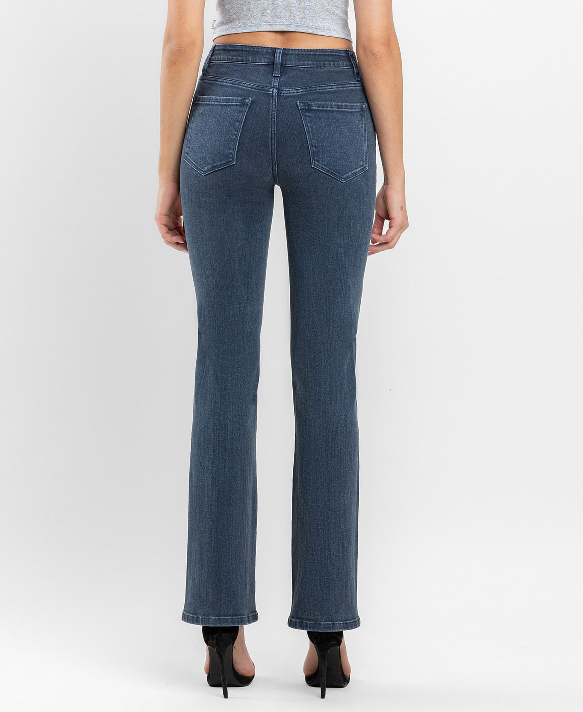 Back product images of Majolica Blue - High Rise Bootcut Jeans