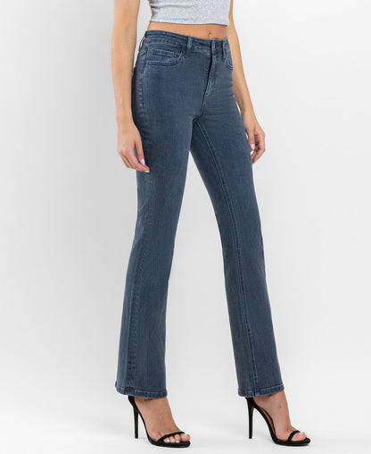 Right 45 degrees product image of Majolica Blue - High Rise Bootcut Jeans