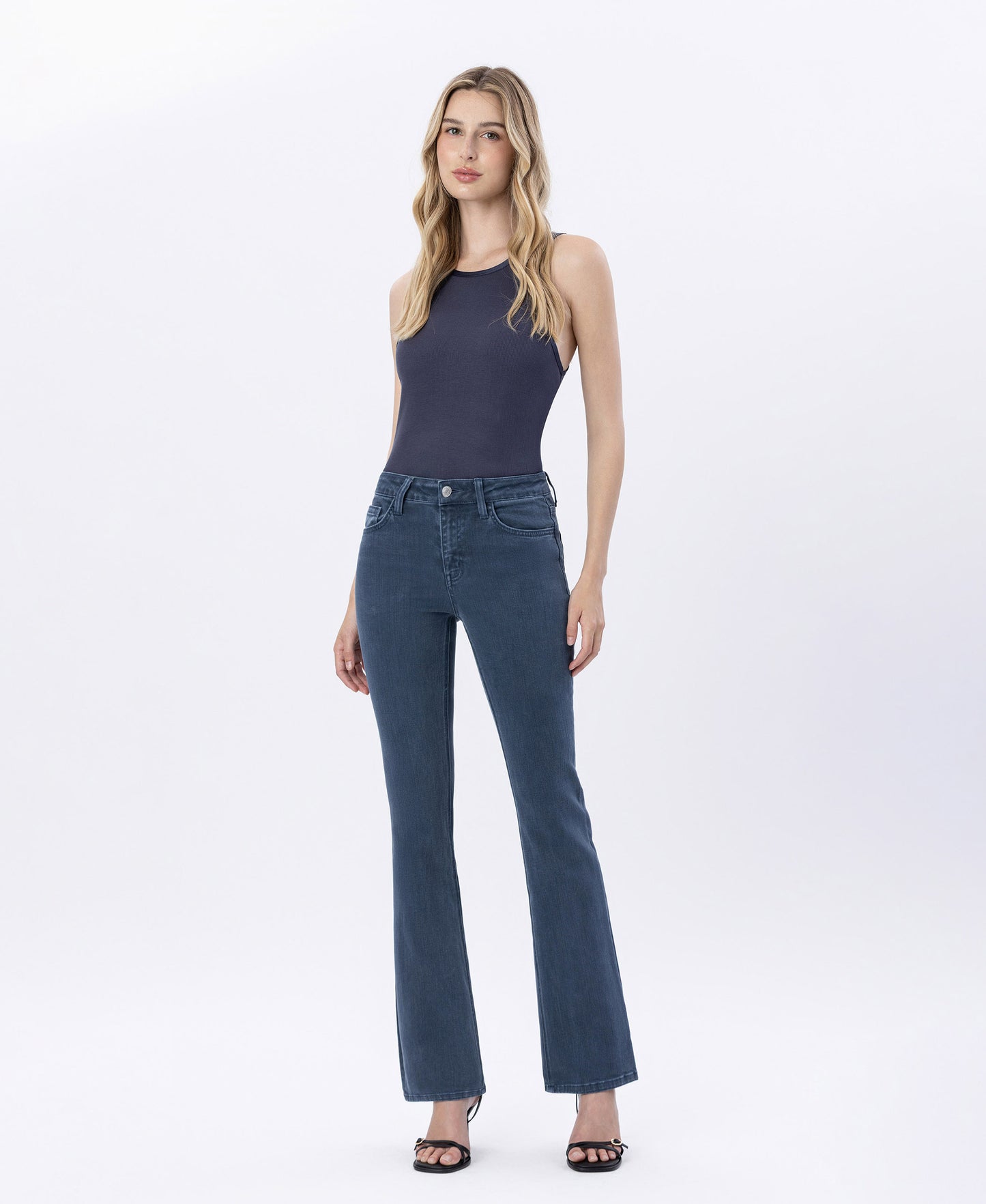 Front product images of Majolica Blue - High Rise Bootcut Jeans
