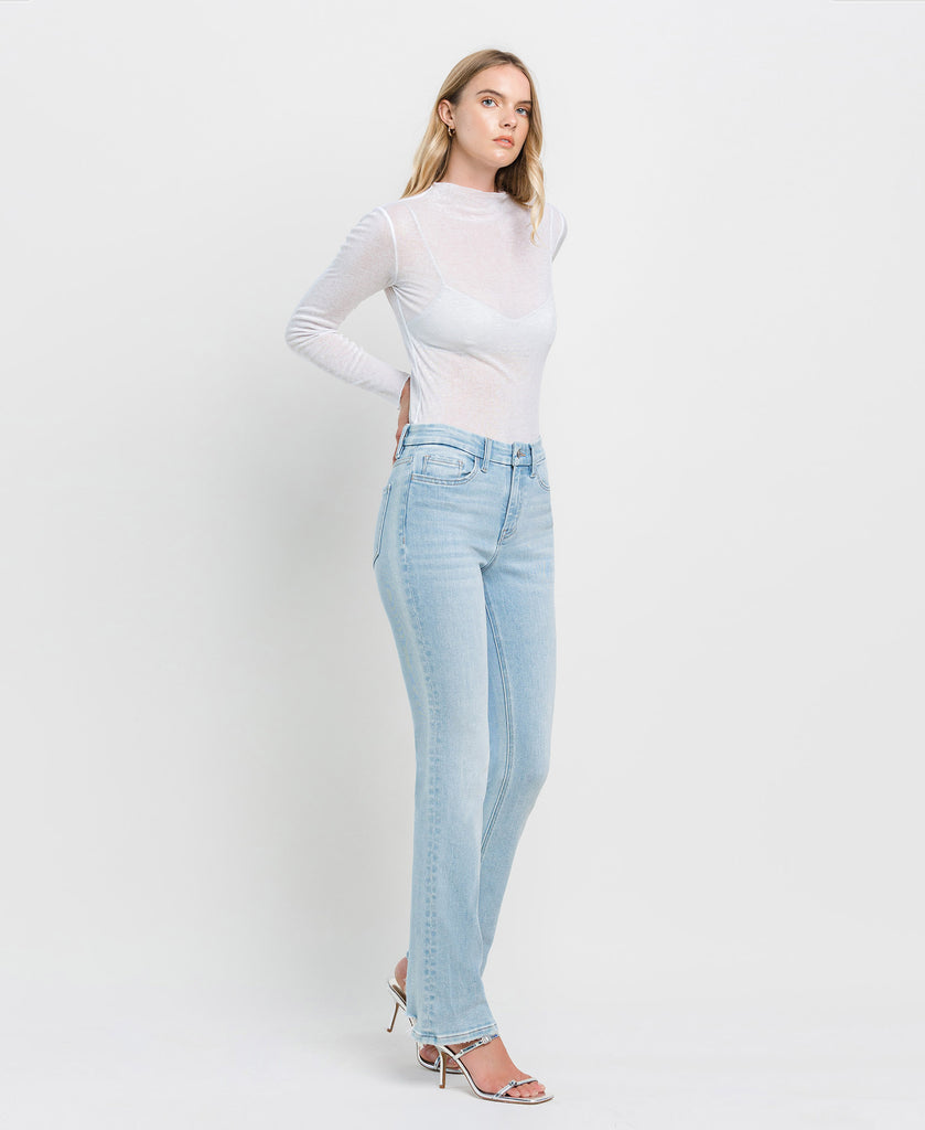 Right 45 degrees product image of Well Connected - High Rise Distressed Hem Bootcut Jeans