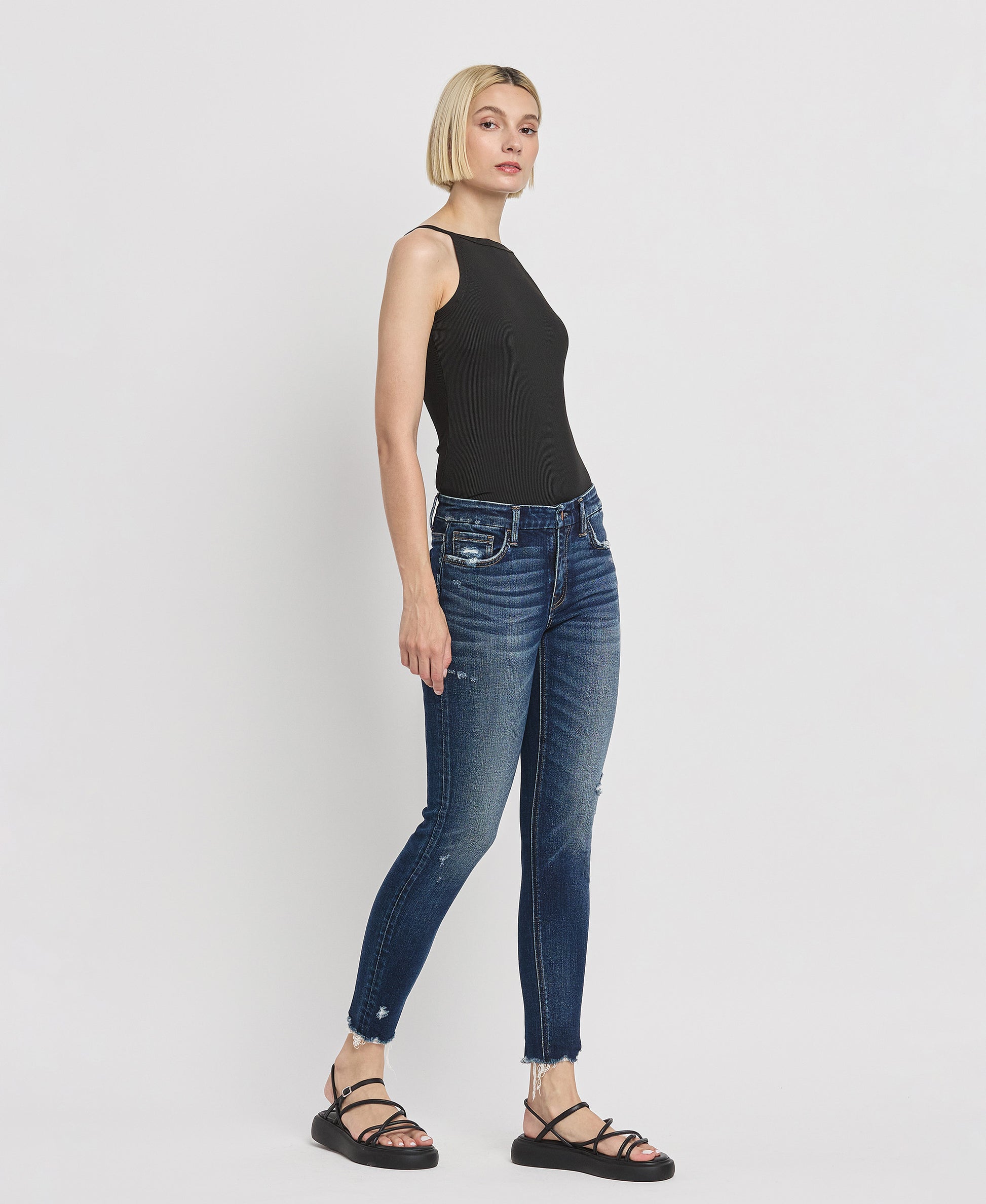 Right 45 degrees product image of Monumentally - Mid Rise Ankle Skinny Jeans