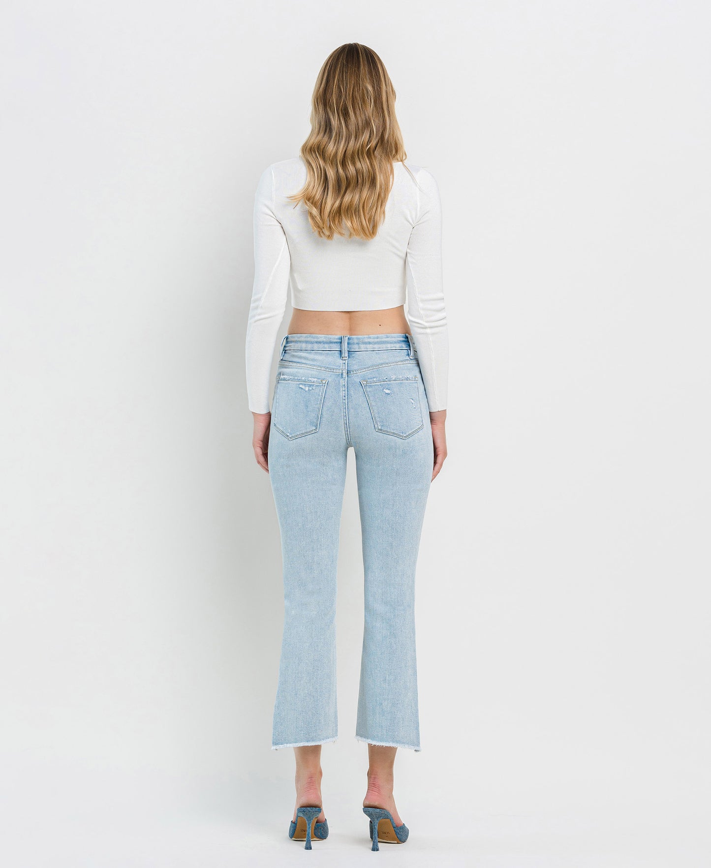 Back product images of Parade - High Rise Slant Raw Hem Crop Flare Jeans