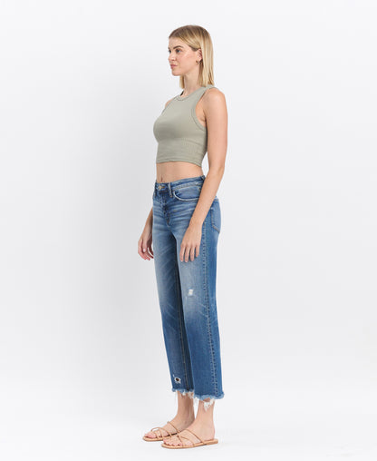 Left 45 degrees product image of Admire - High Rise Frayed Hem Regular Straight Jeans