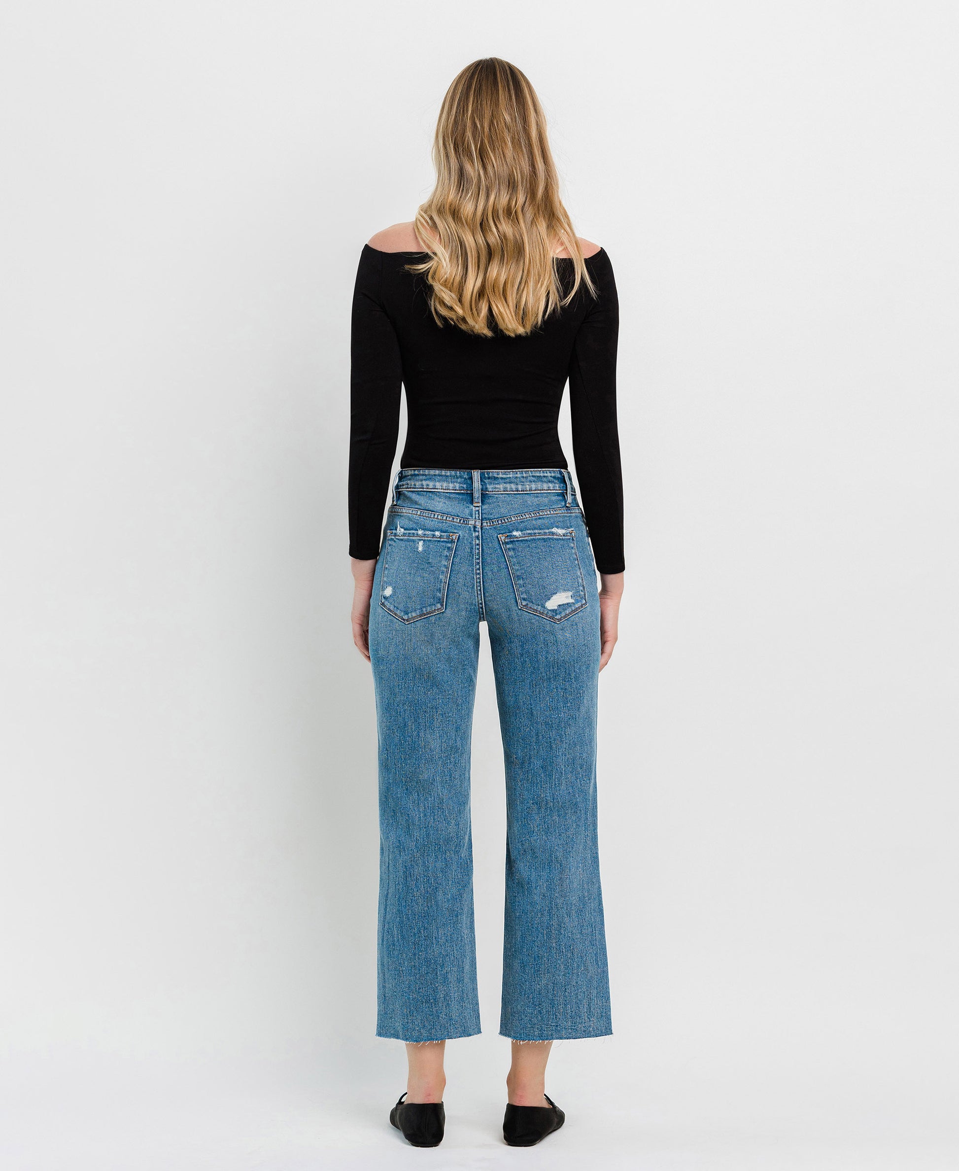 Back product images of Brandon Mountain - High Rise Crop Slim Wide Jeans