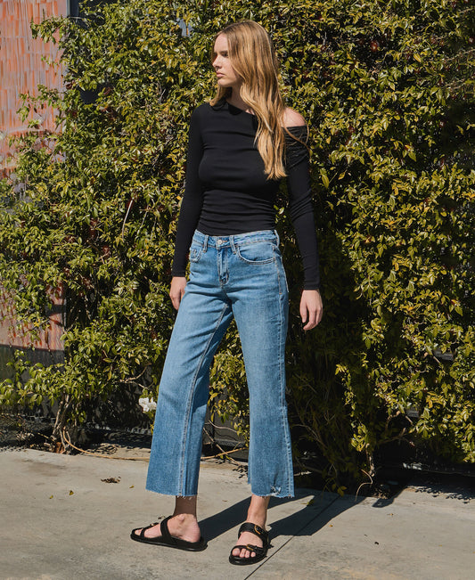 editorial image of Brandon Mountain - High Rise Crop slim wide Jeans