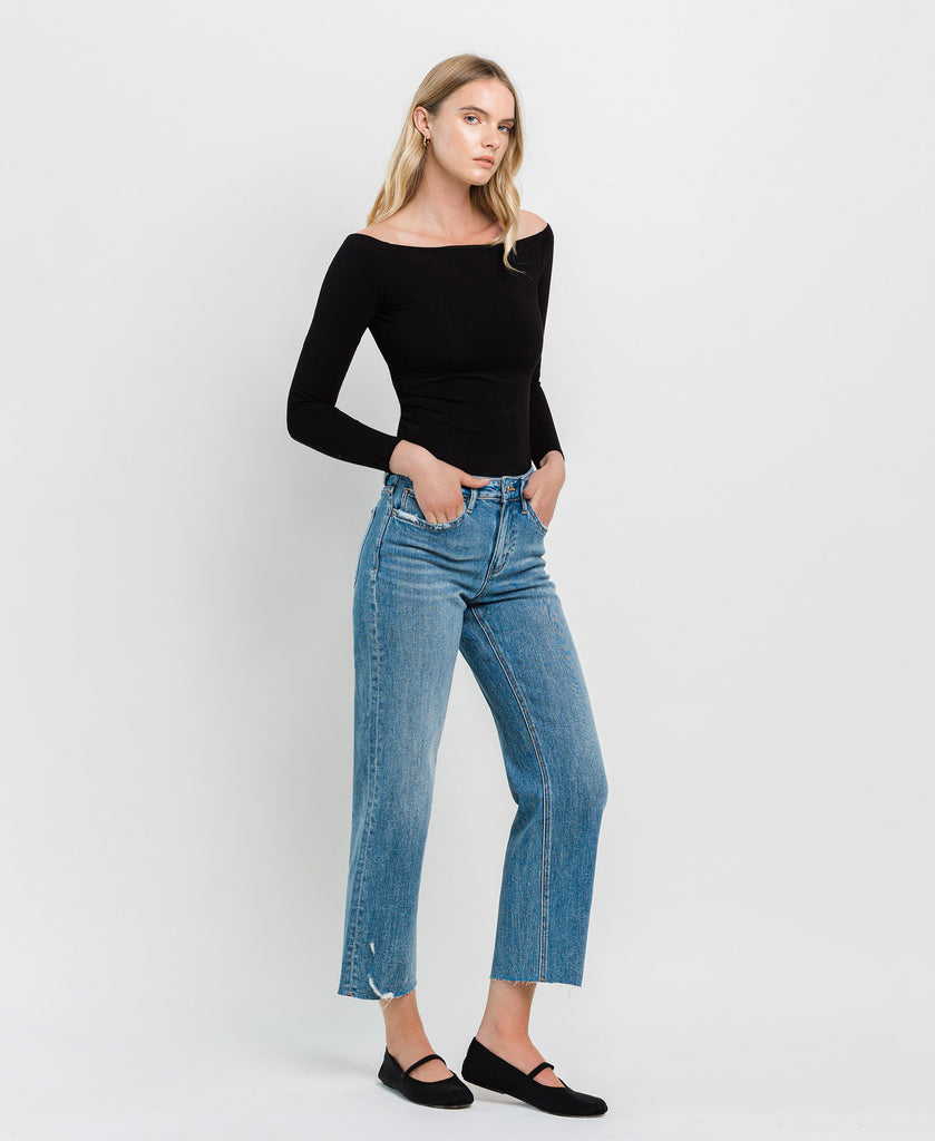 Right 45 degrees product image of Brandon Mountain - High Rise Crop Straight Jeans