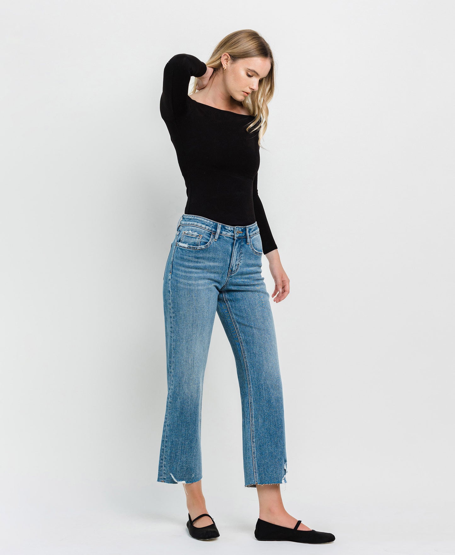 Right 45 degrees product image of Brandon Mountain - High Rise Crop Slim Wide Jeans