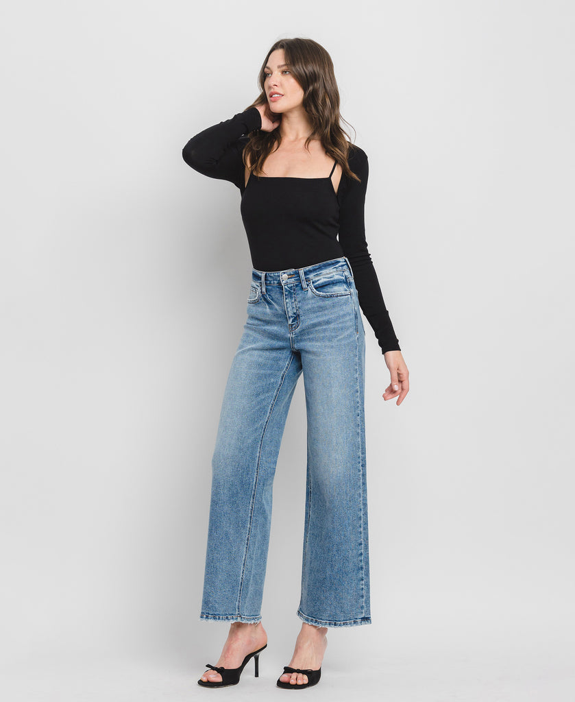 Left 45 degrees product image of Elbe River - High Rise Wide Leg Jeans