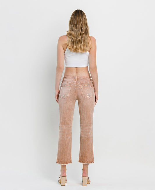 Back product images of Café Au Lait - High Rise Crossover Crop Straight Jeans