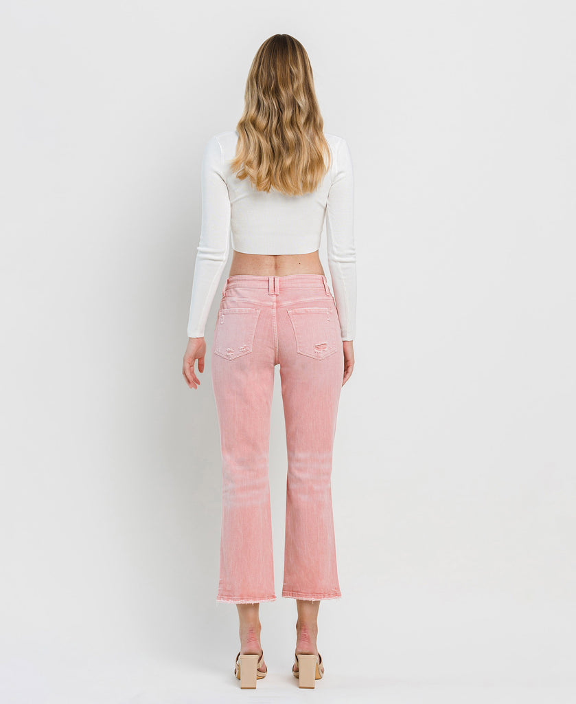 Back product images of Bridal Rose - High Rise Crossover Crop Straight Jeans