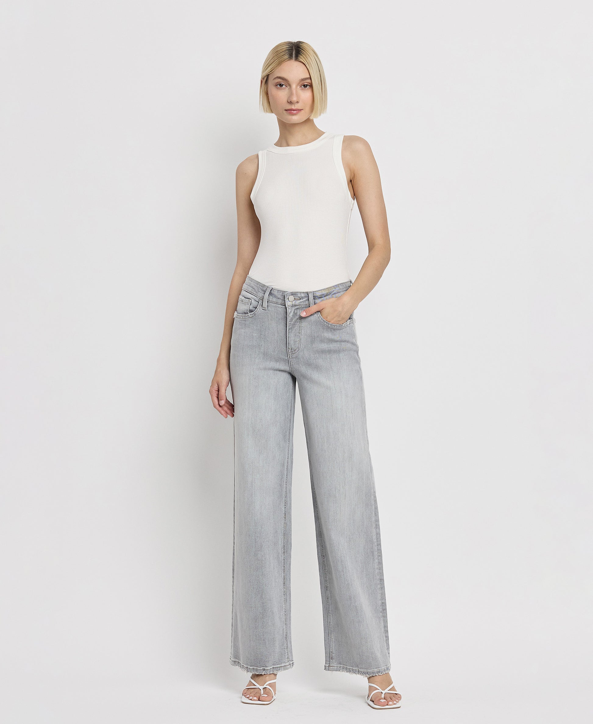 Front product images of Clementine - High Rise Wide Leg Jeans