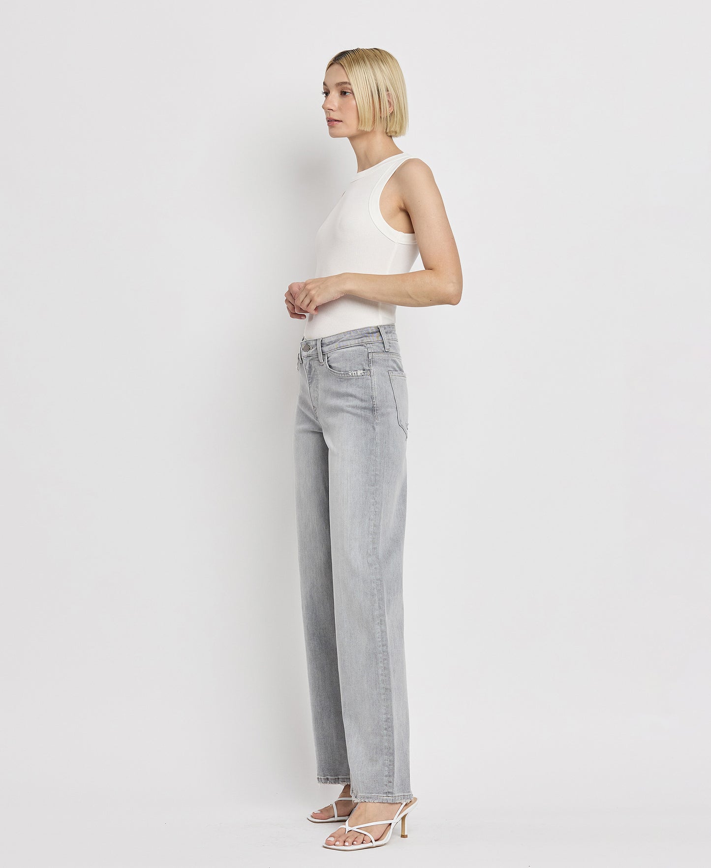 Left 45 degrees product image of Clementine - High Rise Wide Leg Jeans