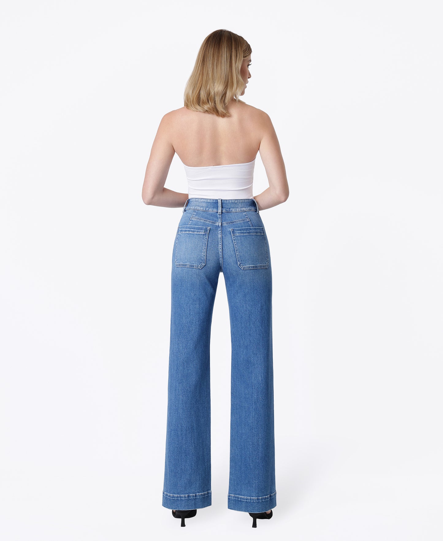 Back product images of Medium - 90's Super High Rise Double Button Vintage Flare Jeans