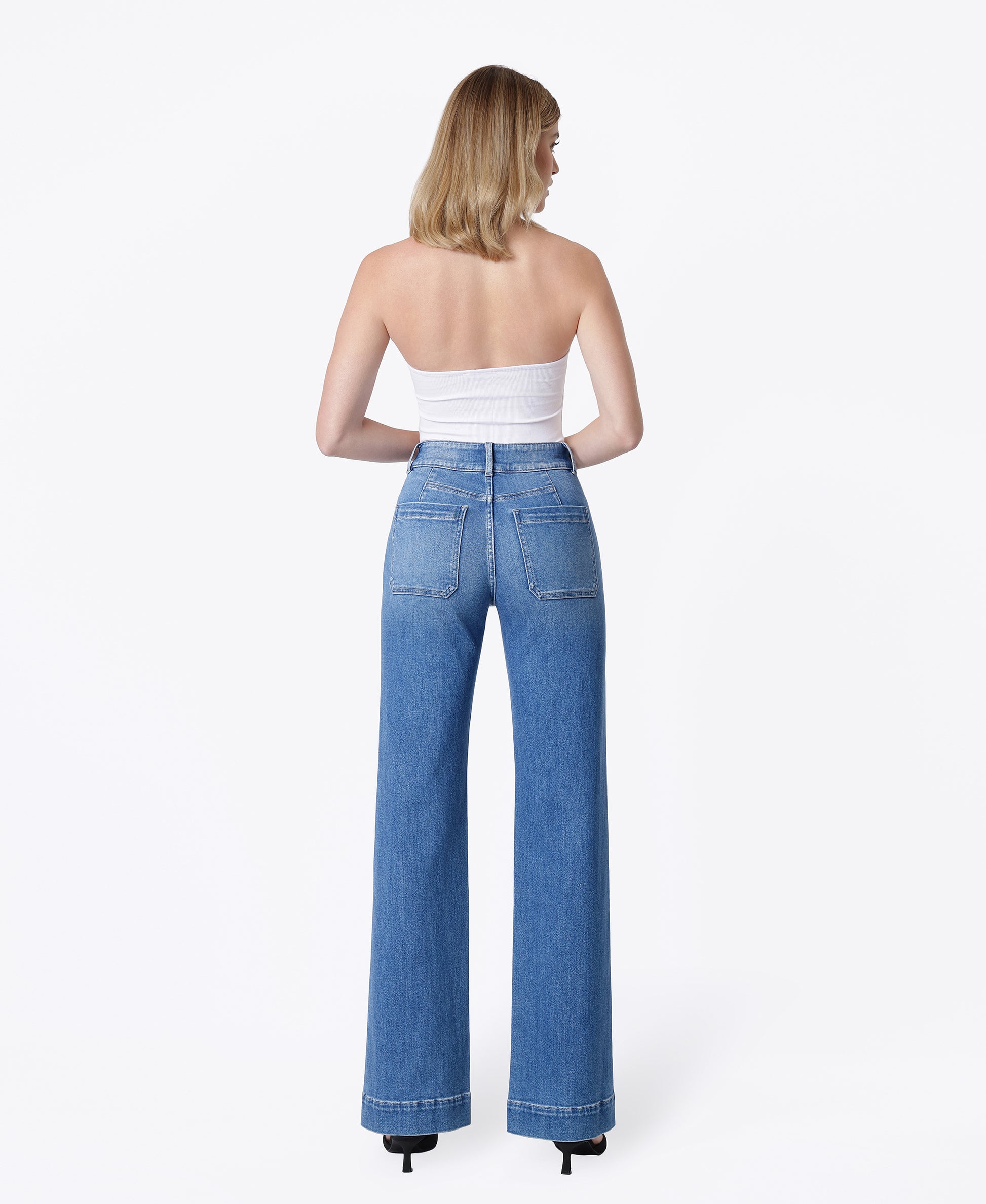 Back product images of Medium - 90's Super High Rise Double Button Vintage Flare Jeans
