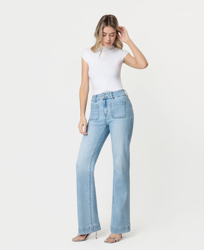 Left 45 degrees product image of Bang On Blue - Super High Rise 90's Vintage Flare Jeans
