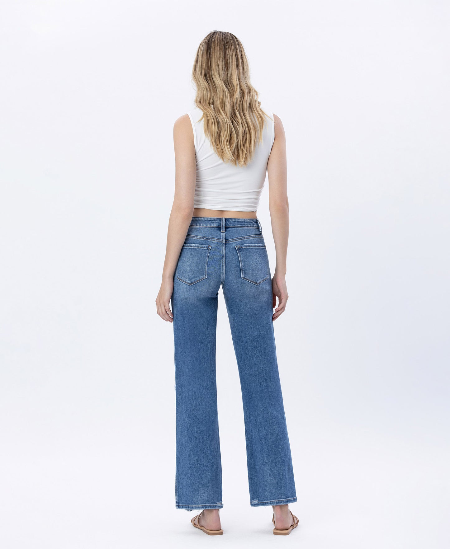 Back product images of Gladden - High Rise Slim Wide Leg Jeans