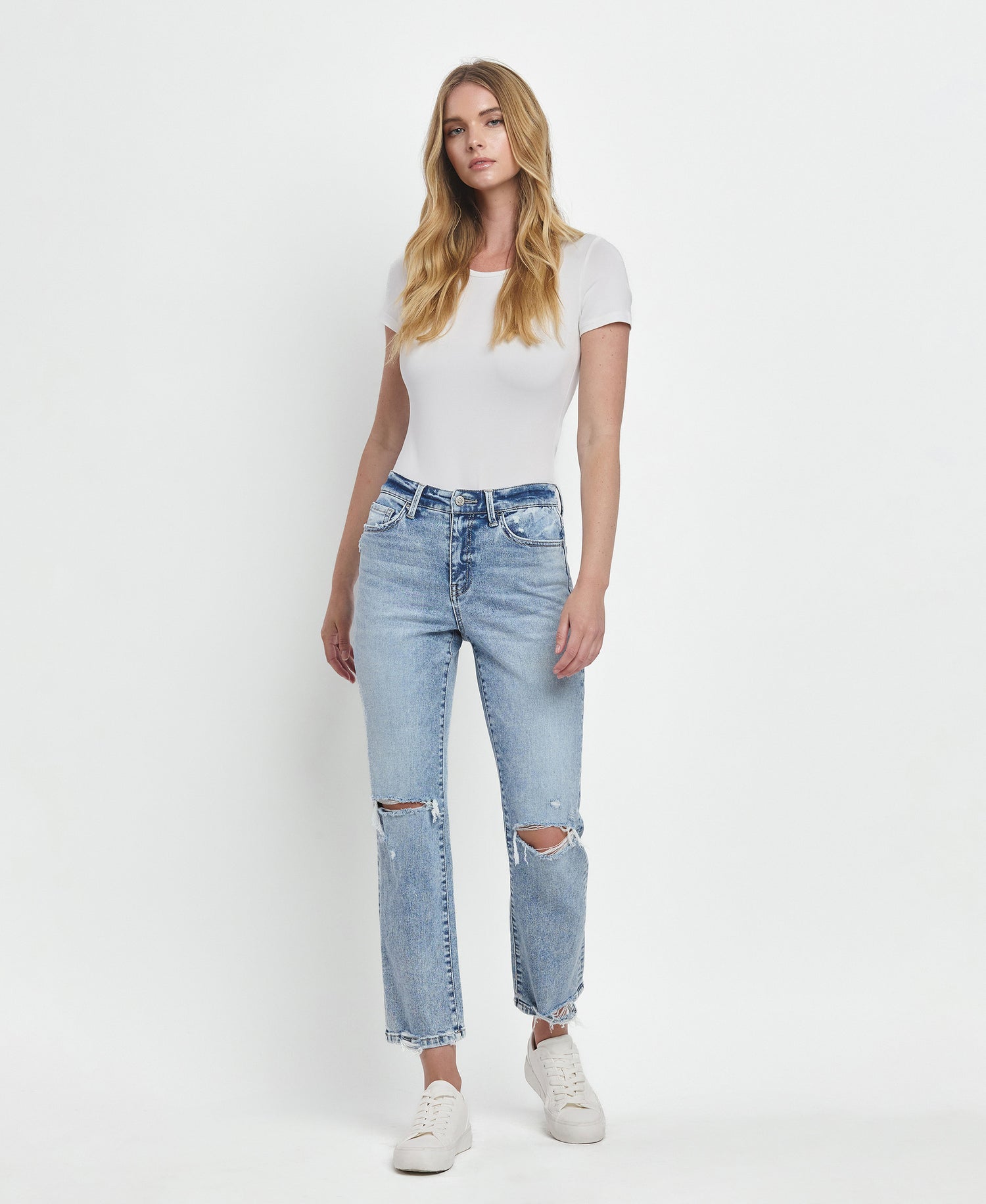  Front product images of Vivid - High Rise Distressed Straight Jeans
