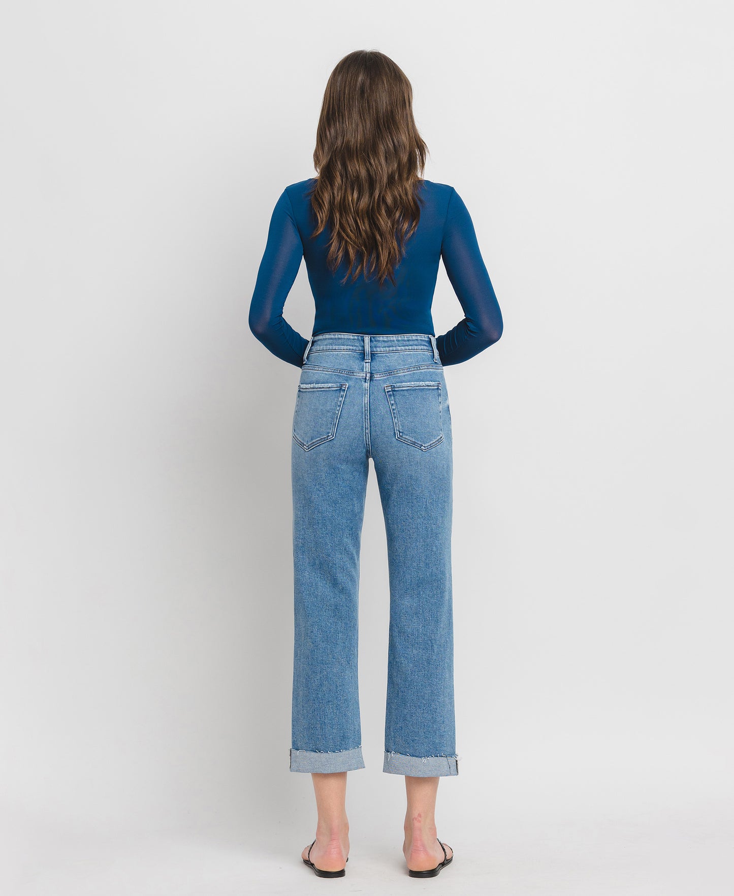 Back product images of Delectable - High Rise Single Cuff Crop Straight Jeans