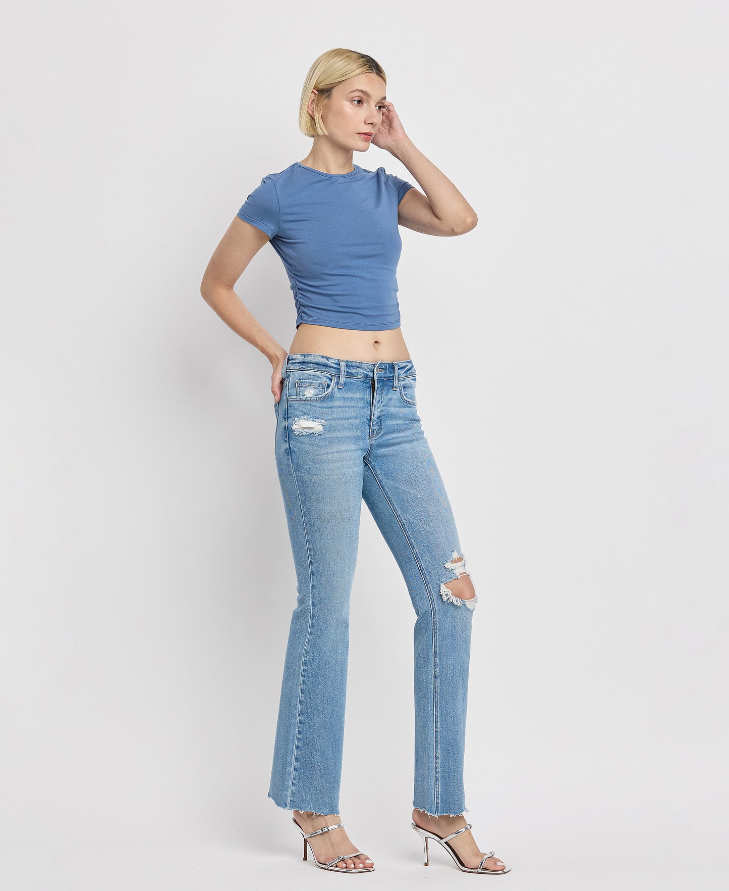 Right 45 degrees product image of Timely - Mid Rise Bootcut Jeans