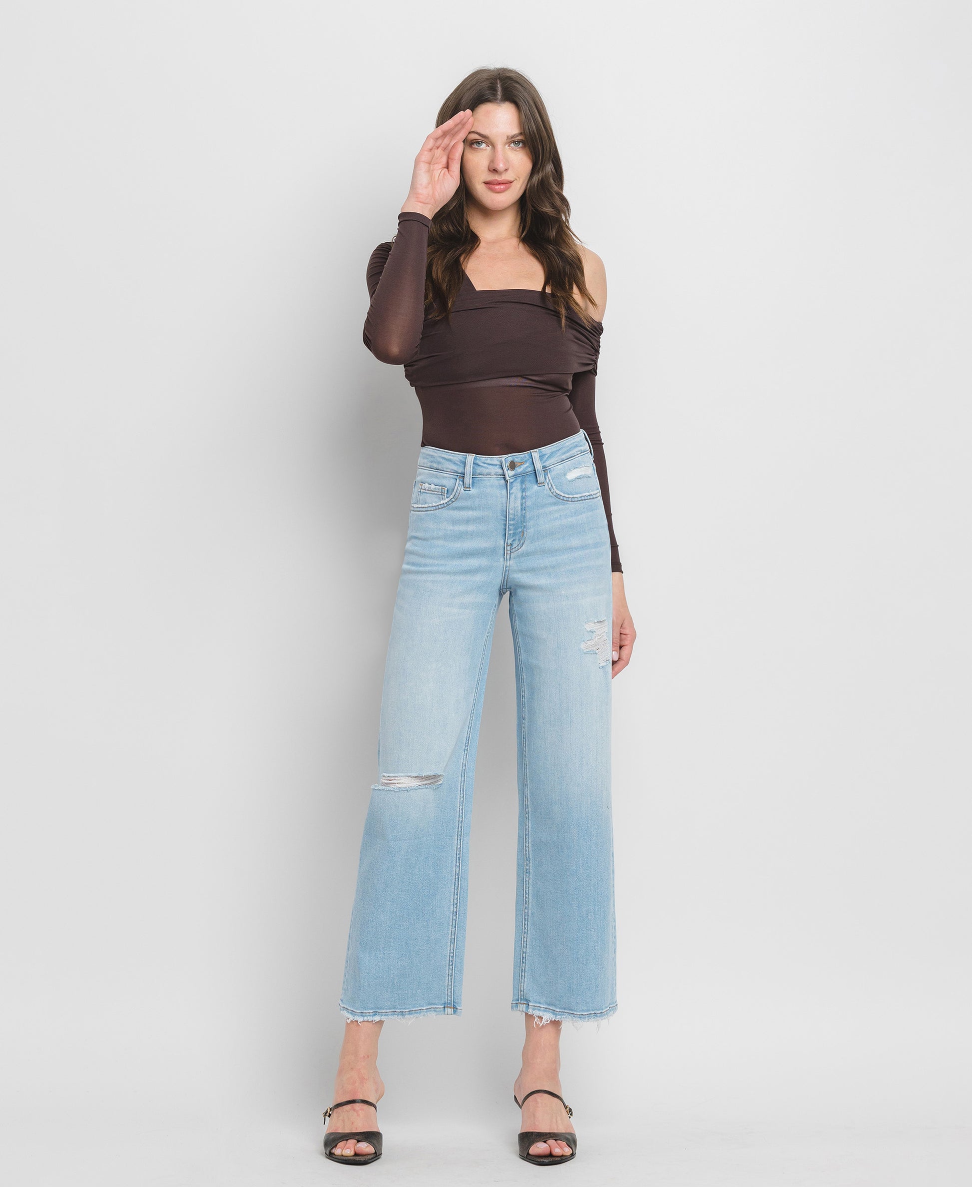 Front product images of Woo - High Rise Wide Leg Jeans