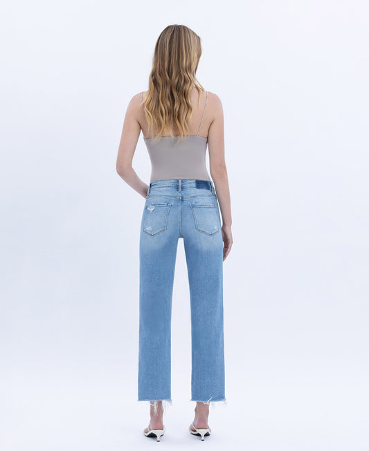 Back product images of Comfy - High Rise Frayed Hem Crop Straight Jeans
