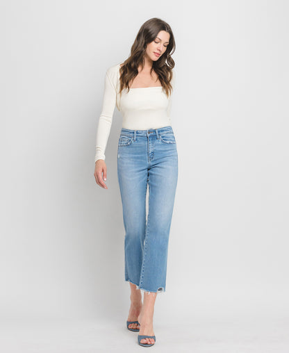 Front product images of Comfy - High Rise Frayed Hem Crop Straight Jeans