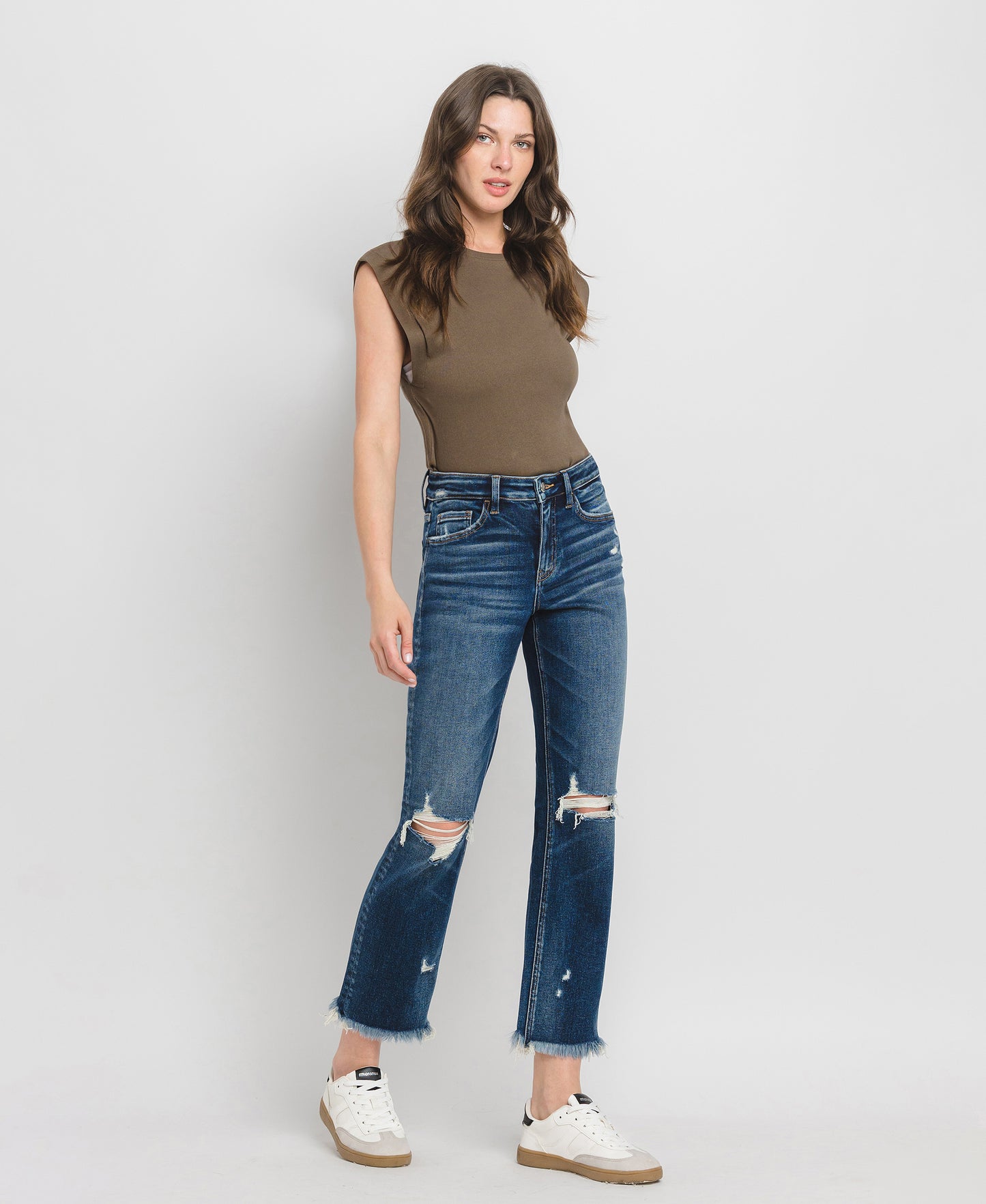 Right 45 degrees product image of Integrated - High Rise Ankle Straight Jeans