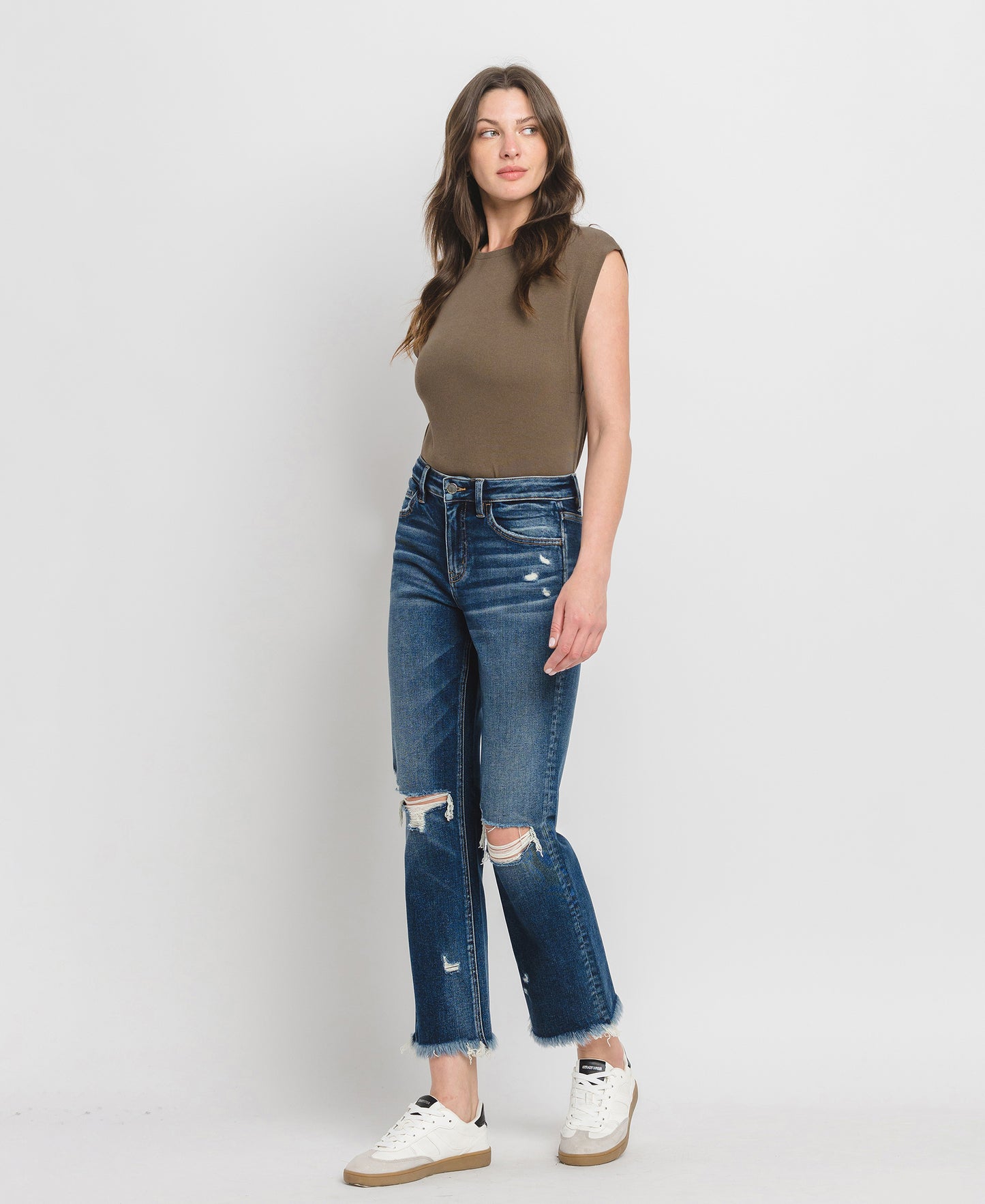 Left 45 degrees product image of Integrated - High Rise Ankle Straight Jeans