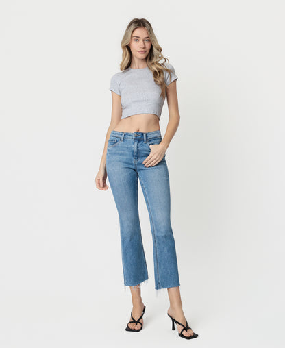 Front product images of Panoramic - High Rise Distressed Hem Kick Flare Jeans