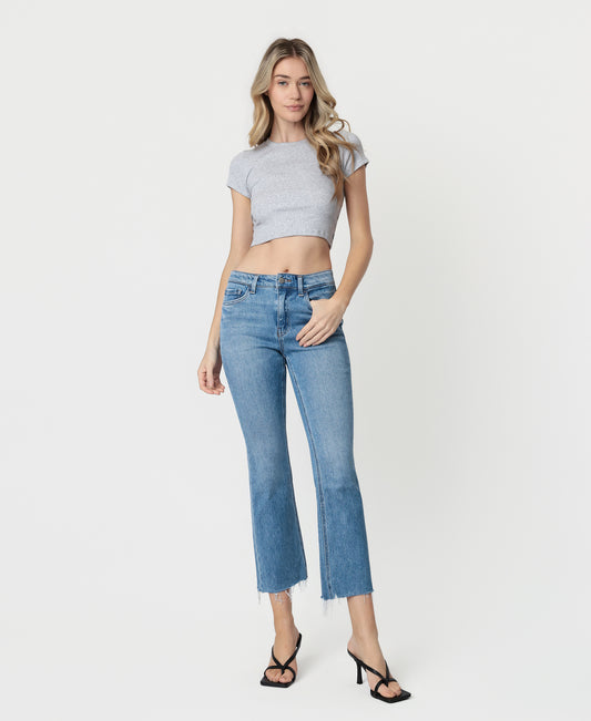 Front product images of Panoramic - High Rise Distressed Hem Kick Flare Jeans