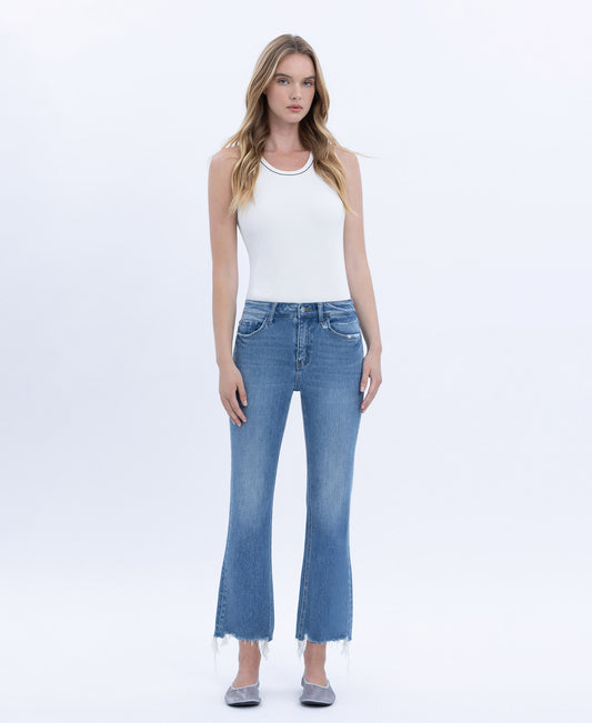 Front product images of Panoramic - High Rise Distressed Hem Kick Flare Jeans