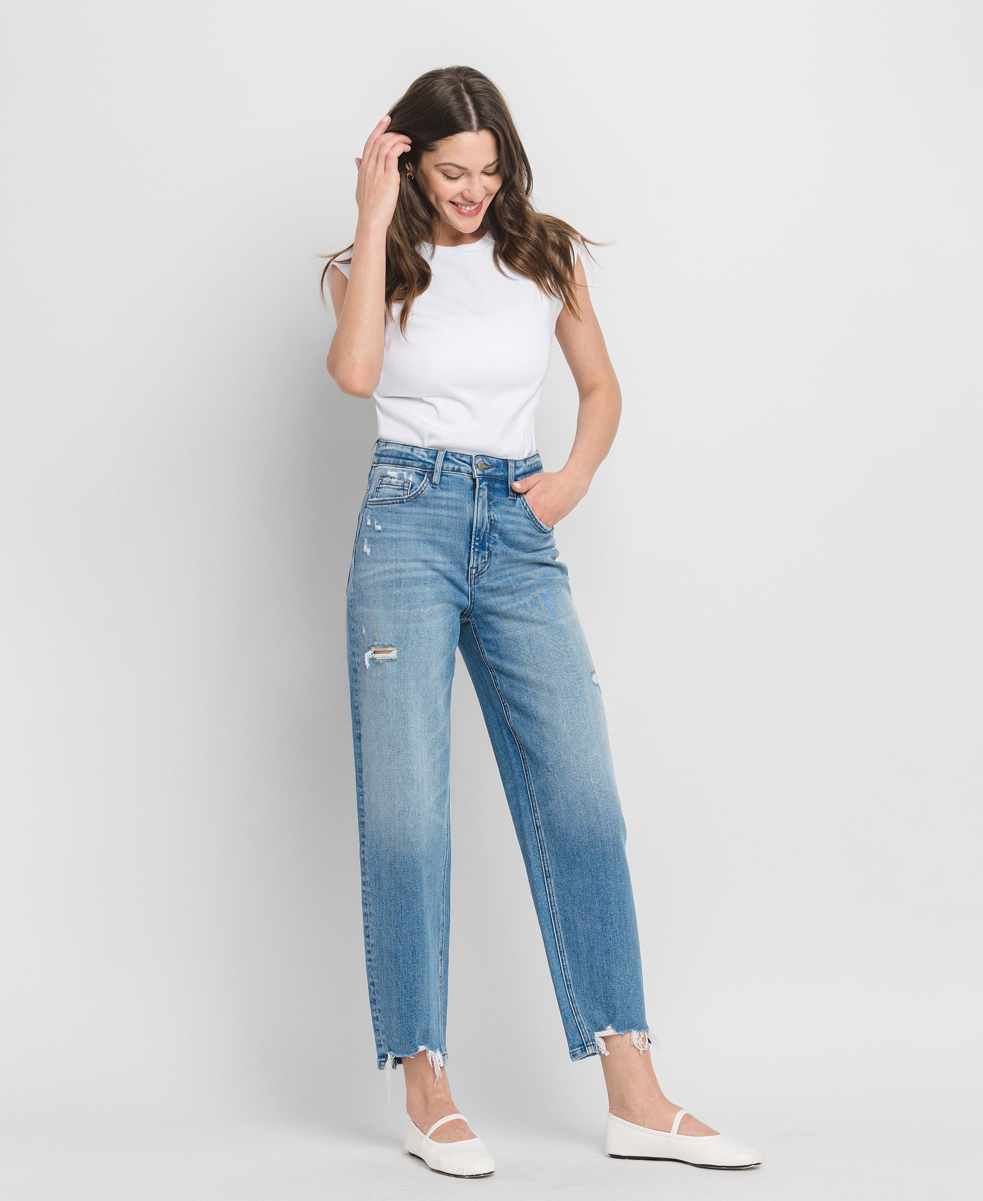 Right side product images of Poise - Super High Rise Barrel Leg Jeans