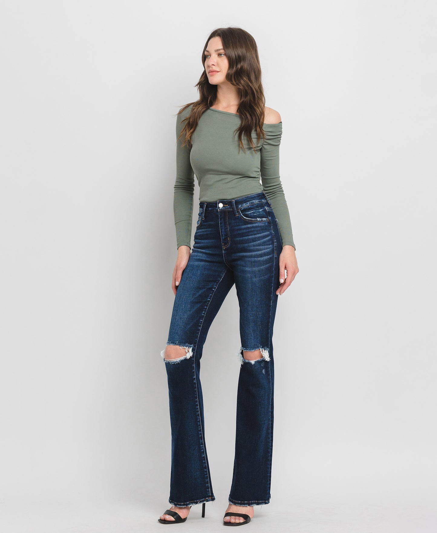 Left 45 degrees product image of Friendly - High Rise Flare Jeans