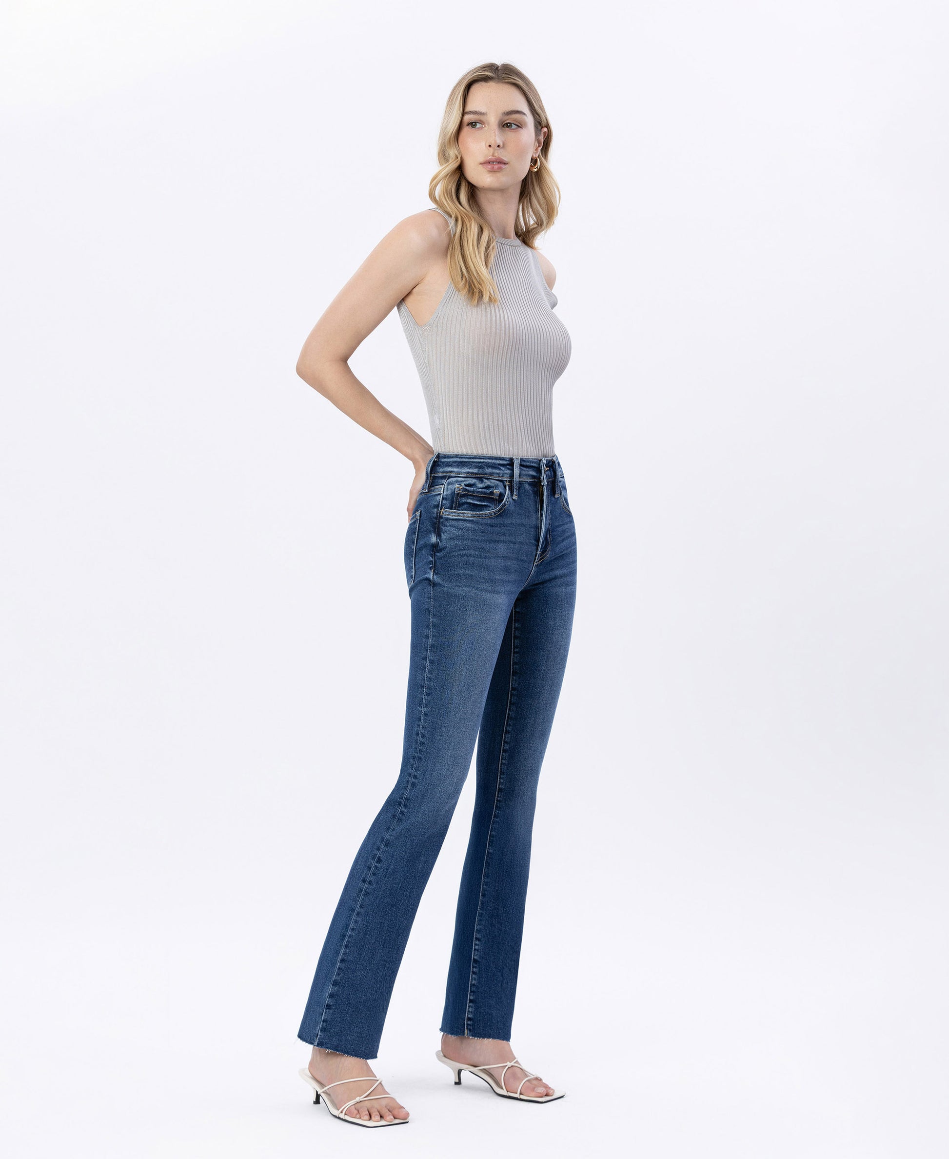 Right 45 degrees product image of Vigilant - Mid Rise Slim Bootcut jeans