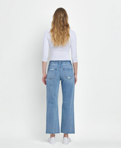 Back product images of Satisfactory - High Rise Crop Slim Wide Jeans