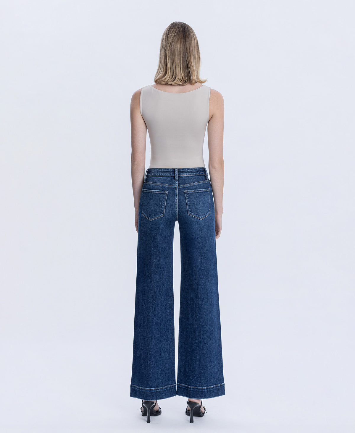 Back product images of Medium Light - High Rise Trouser Hem Wide Leg Jeans