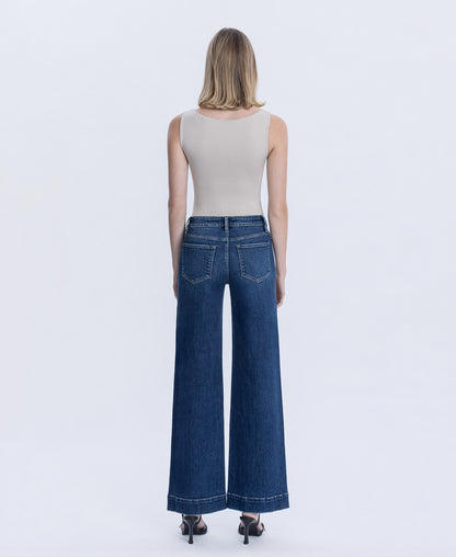 Back product images of Medium Light - High Rise Trouser Hem Wide Leg Jeans