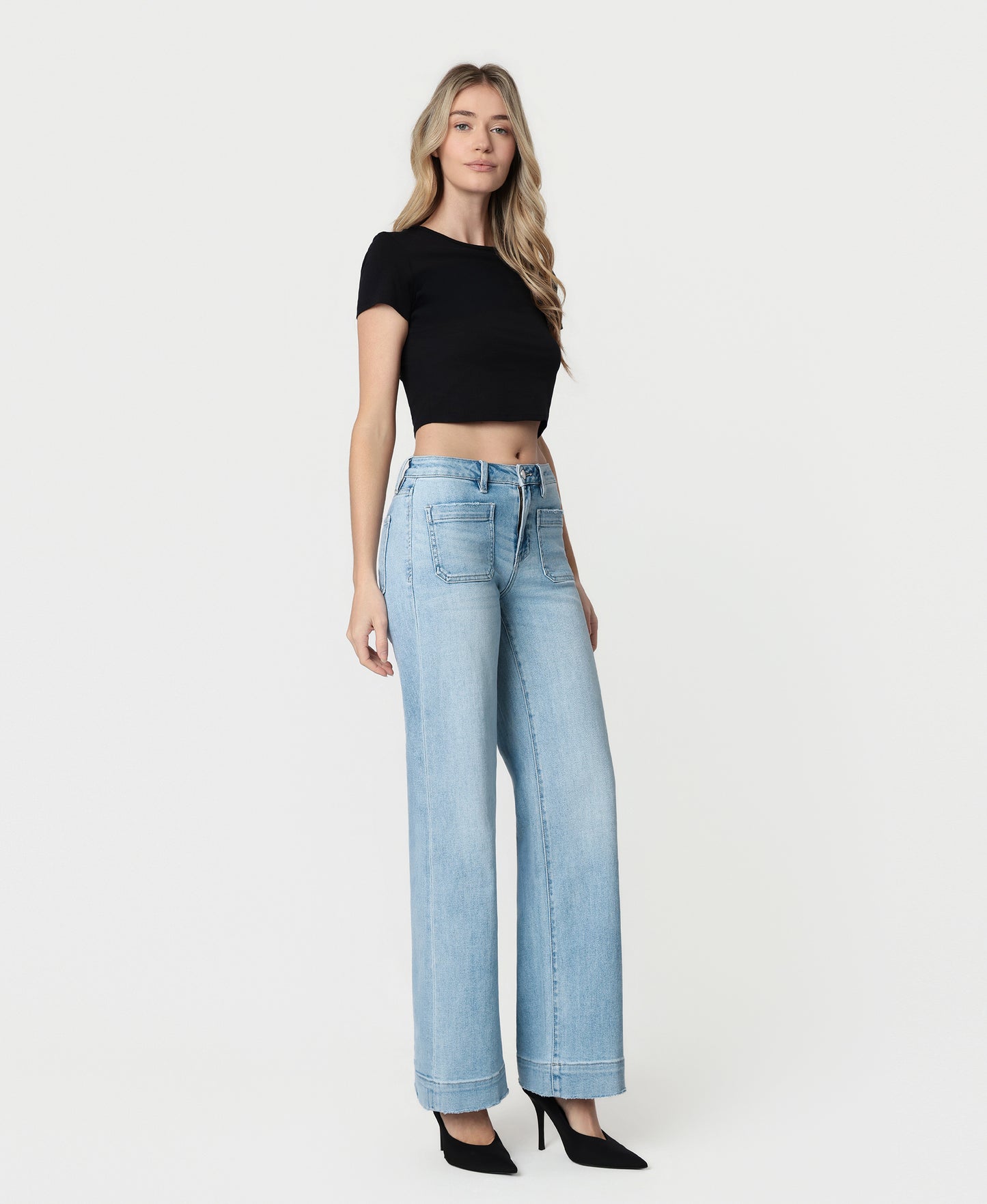 Right 45 degrees product image of Dignity - High Rise Wide Leg Trouser Jeans