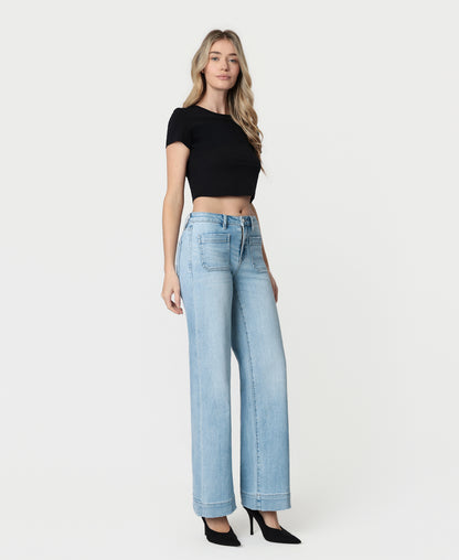 Right 45 degrees product image of Dignity - High Rise Wide Leg Trouser Jeans