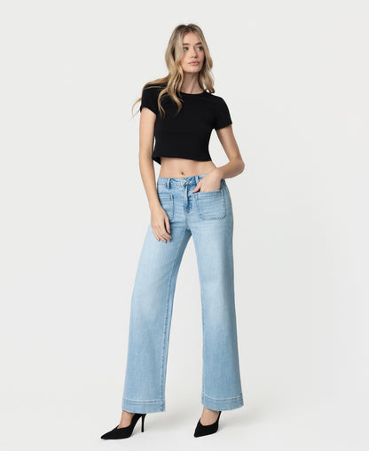 Left 45 degrees product image of Dignity - High Rise Wide Leg Trouser Jeans
