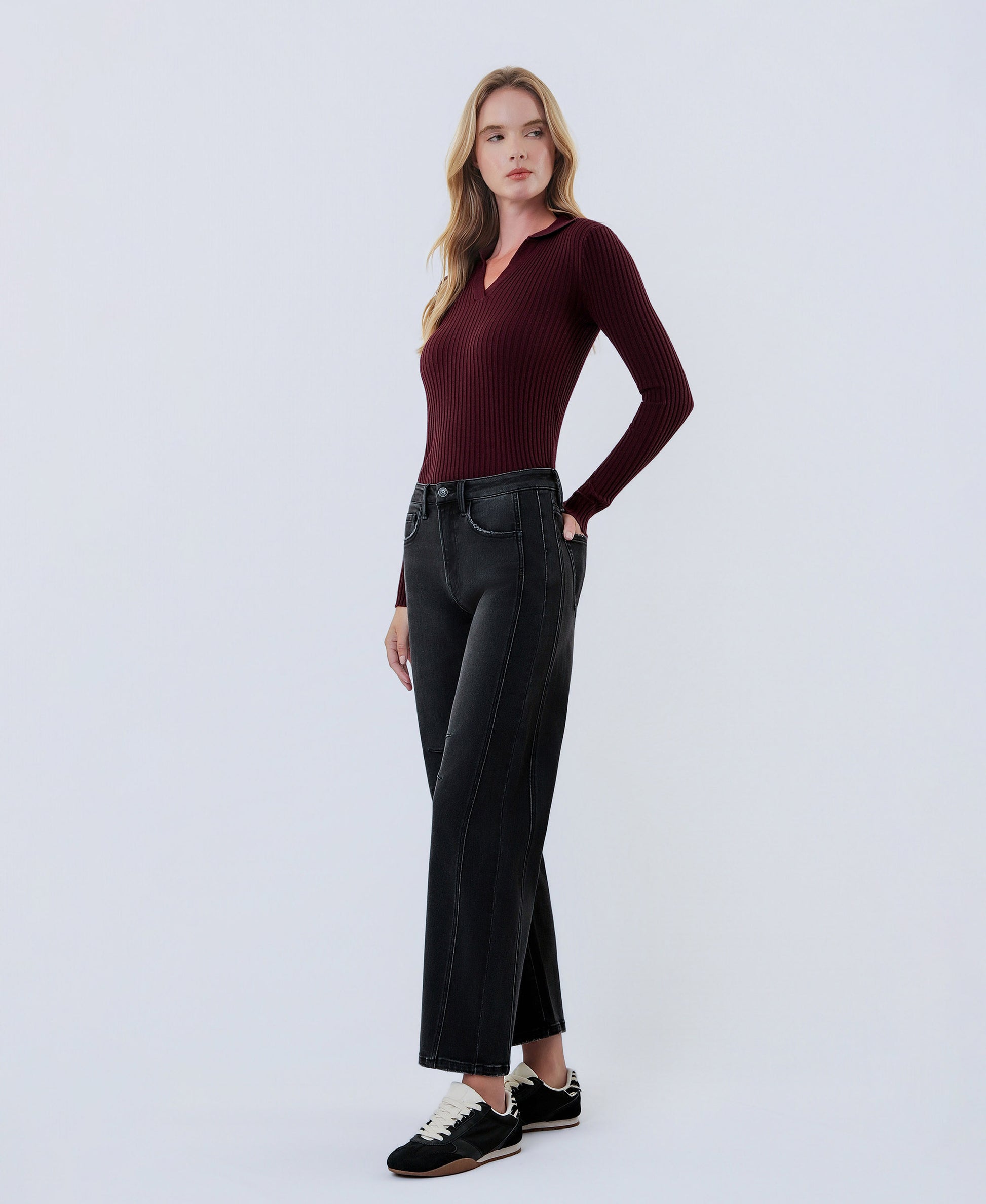 Left 45 degrees product image of Relief - High Rise Ankle Barrel Jeans