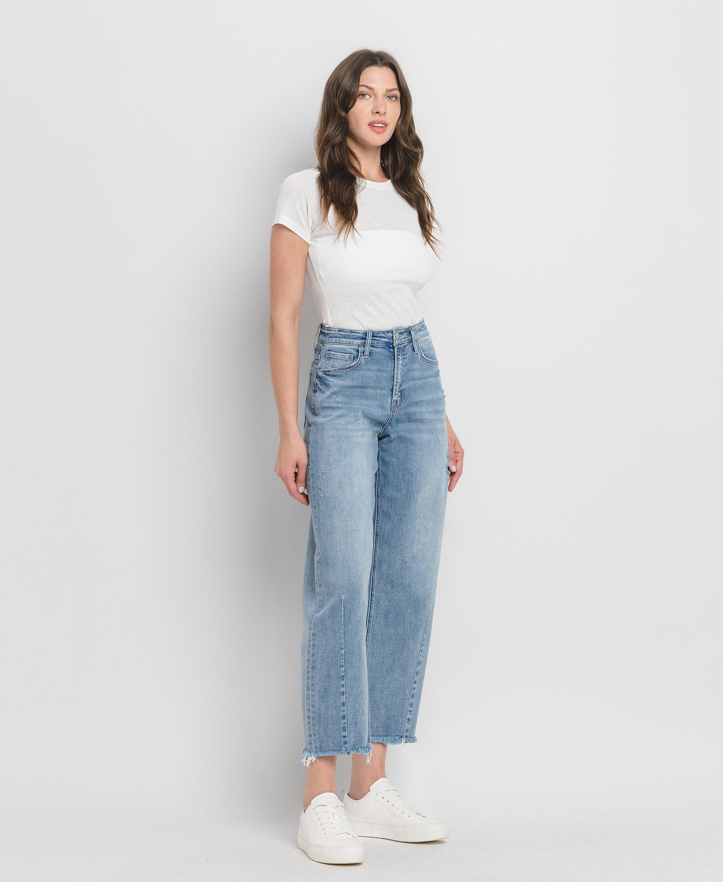 Right 45 degrees product image of Tantalizing - Super High Rise Barrel Leg Jeans